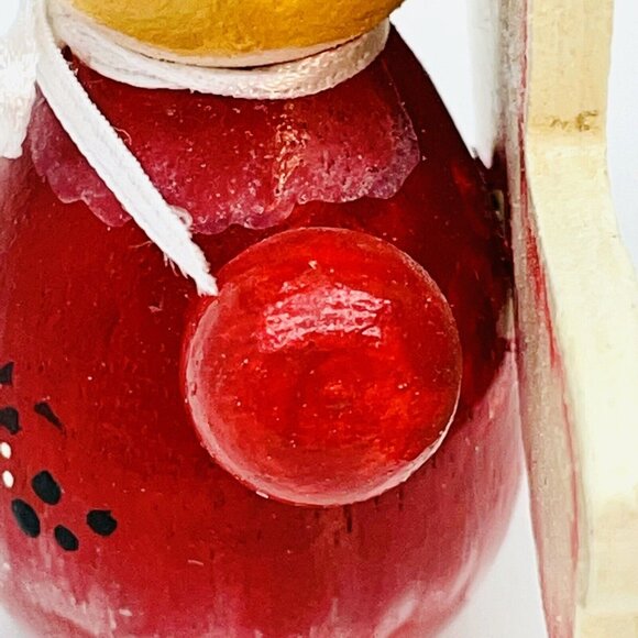 Vintage Christmas Ornament Red Wooden Star Angel Signed Dated 1986 Germany - Picture 7 of 12